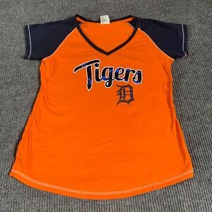 Detroit‎ Tigers T Shirt Womens Extra Large XL Orange Short Sleeve Old English D